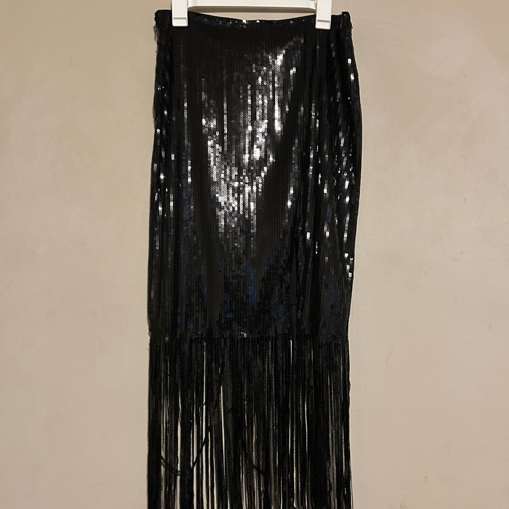 Forever 21 Black Sequin Midi Skirt